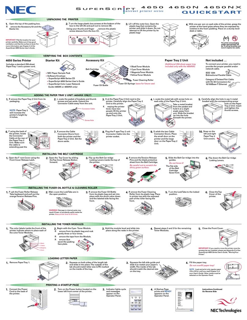 NEC 4650NX - SuperScript Color Laser Printer User manual NEC 4650NX - SuperScript Color Laser Printer User manual