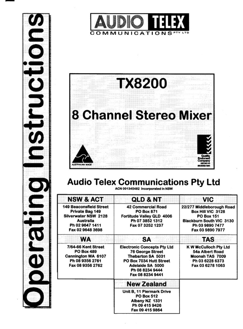 AUDIO TELEX TX8200 operating instructions