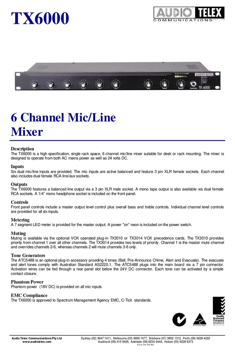AUDIO TELEX TX6000 User manual