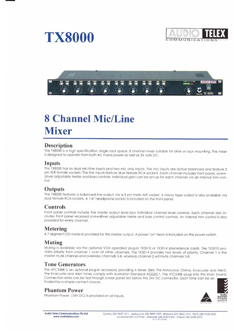 AUDIO TELEX TX8000 User manual