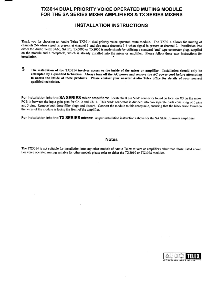 AUDIO TELEX TX3014 Instalation instructions