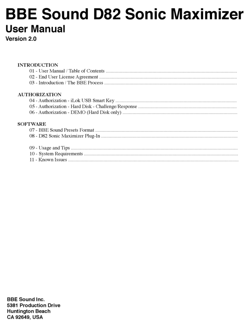 BBE BBE D82 SONIC MAXIMIZER - V2.0 user manual