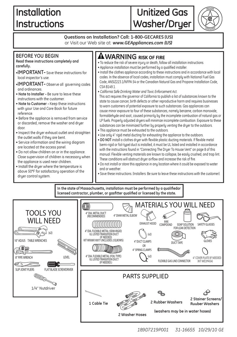 GE Spacemaker GTUP240GMWW User manual