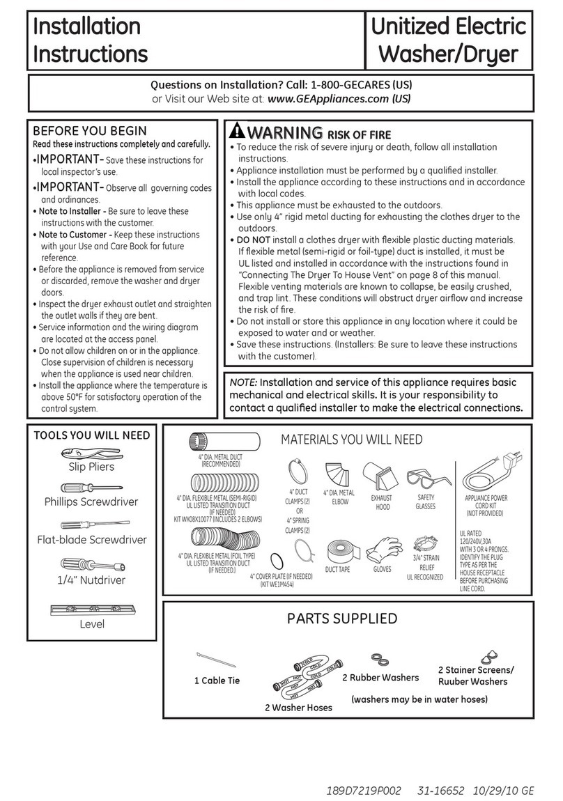 GE Spacemaker GTUP240EMWW User manual