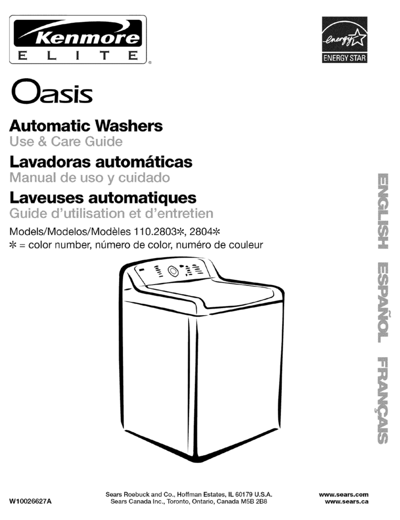 Kenmore 2803 - Elite Oasis Agitator 4.5 cu. Ft. Capacity... Use and care guide Kenmore 2803 - Elite Oasis Agitator 4.5 cu. Ft. Capacity... Use and care guide