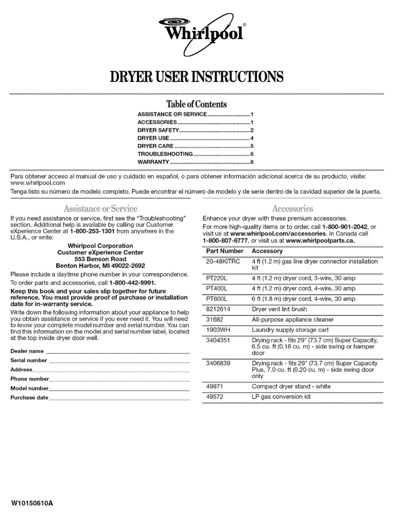 Whirlpool WED5600VQ User instructions