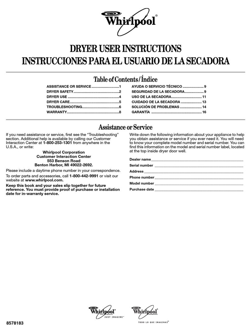 Whirlpool WED5600SQ User instructions