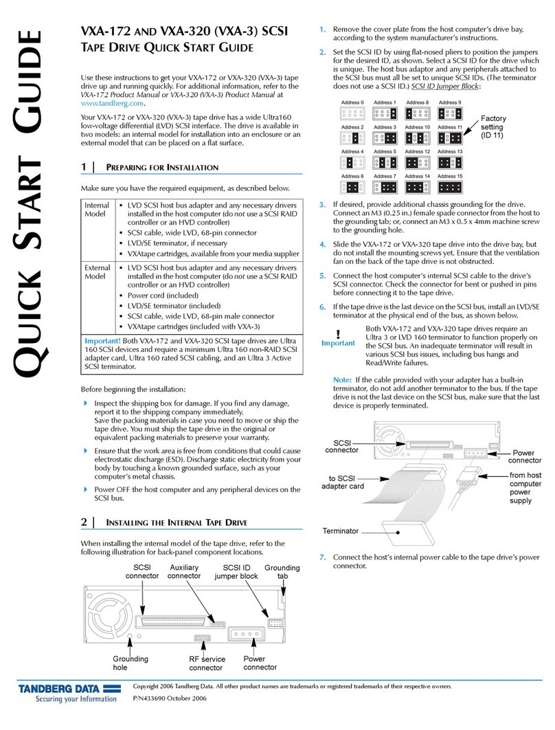 TANDBERG VXA TAPE DRIVE manual