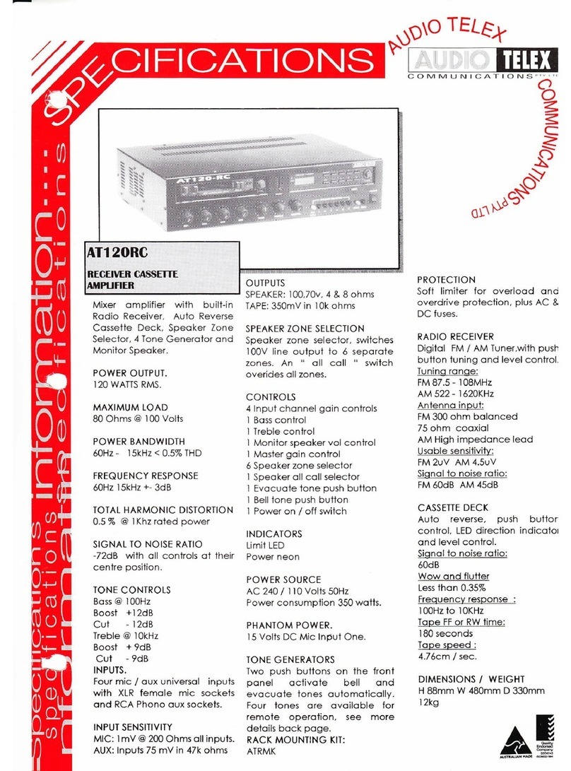 AUDIO TELEX AT120RC Dimensions