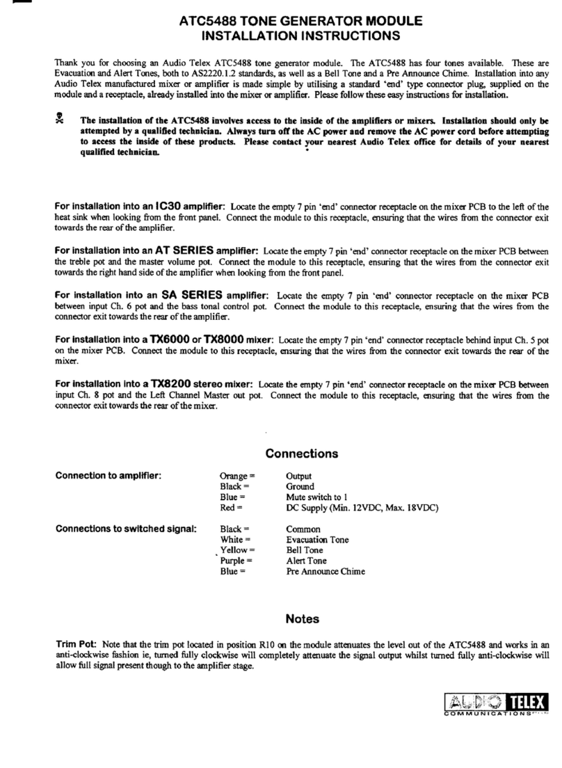 AUDIO TELEX ATC5488 installation instructions