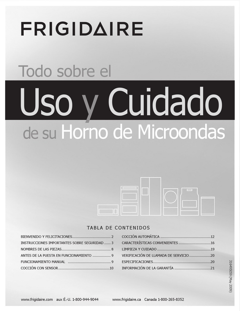 Frigidaire FGMO205KB - Gallery 2.0 cu. Ft. Microwave uso y cuidado