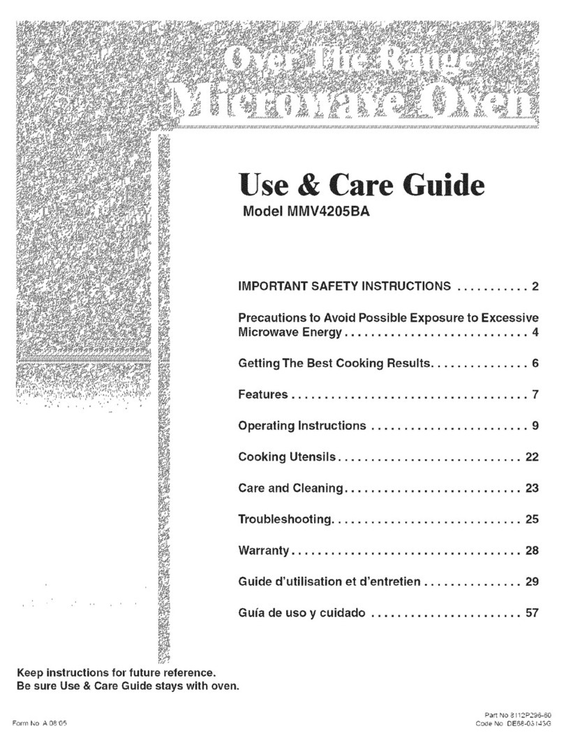 Maytag MMV4205BAQ - 2.0 cu. Ft. Microwave Use and care guide