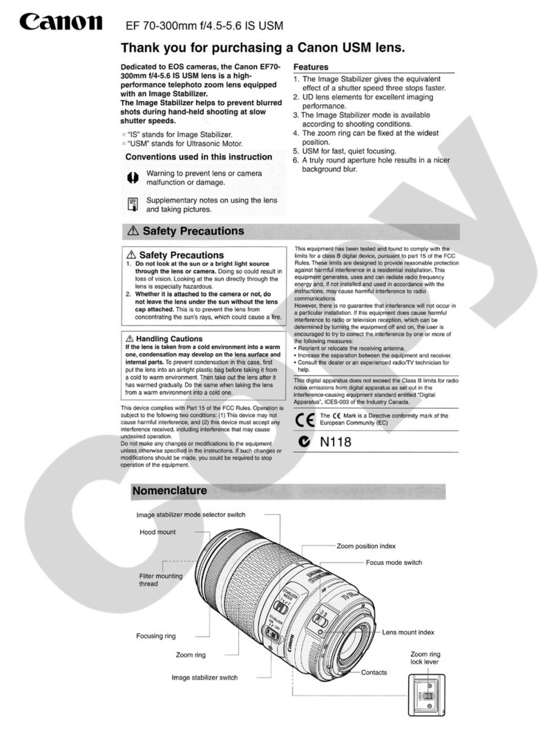 Canon EF 70-300mm f/4.5-5.6 IS USM User manual
