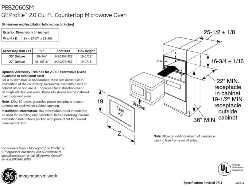 GE PEB2060SMSS - Countertop Microwave Oven Manual