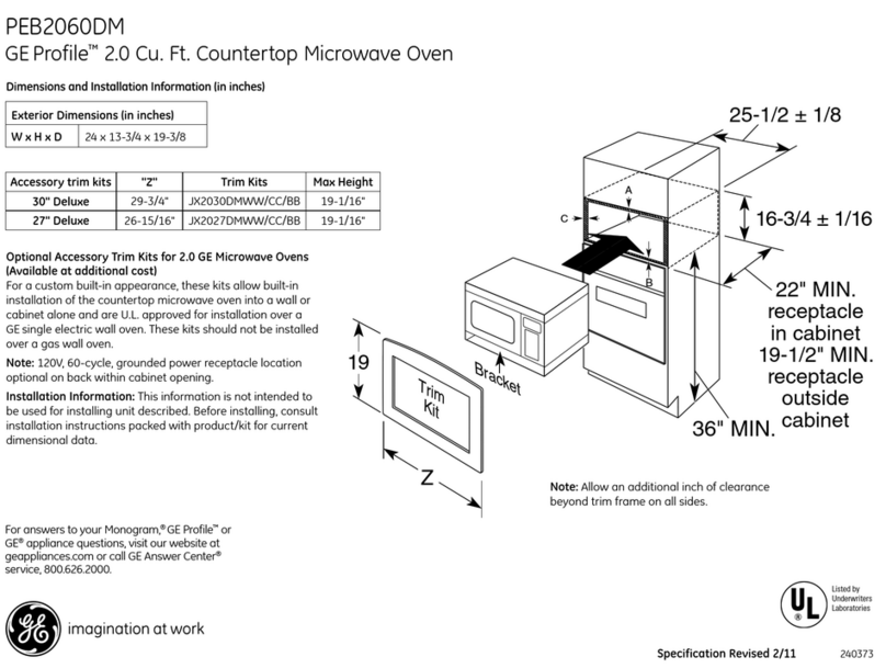 GE PEB2060DMBB - Countertop Microwave Oven Manual