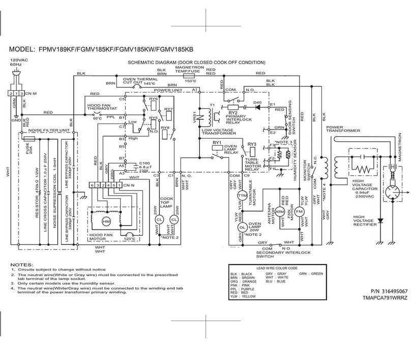 Frigidaire FGMV185KB - Gallery 1.8 cu. Ft. Microwave Schematic diagram