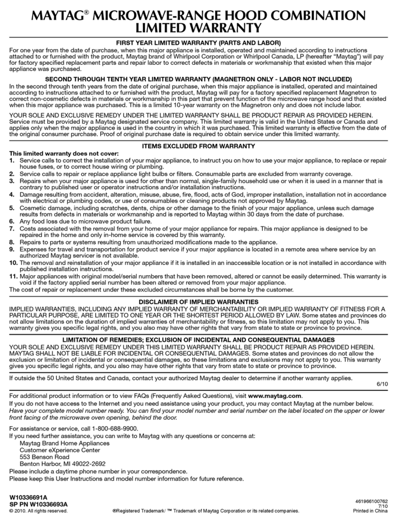 Maytag MMV6180WB Use and maintenance manual