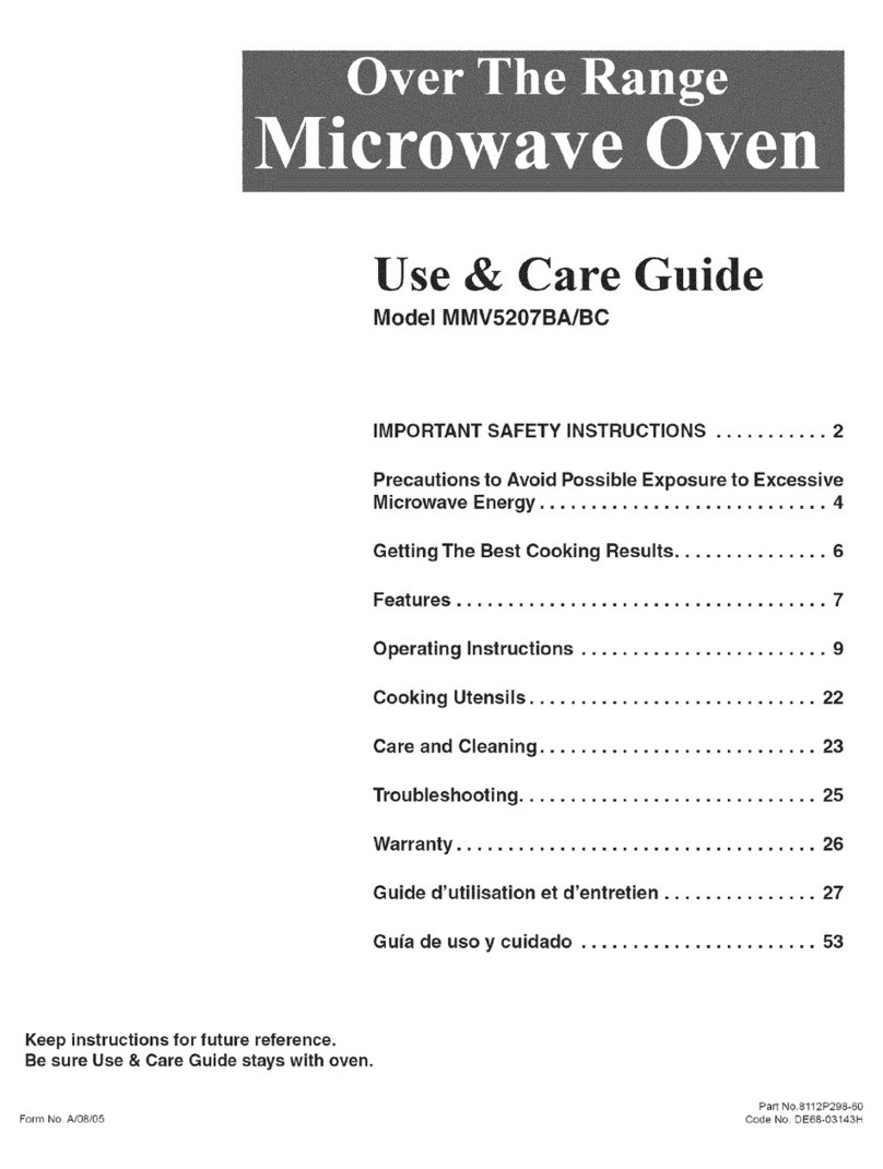 Maytag MMV5207BAQ - 2.0 cu. Ft. Microwave User manual