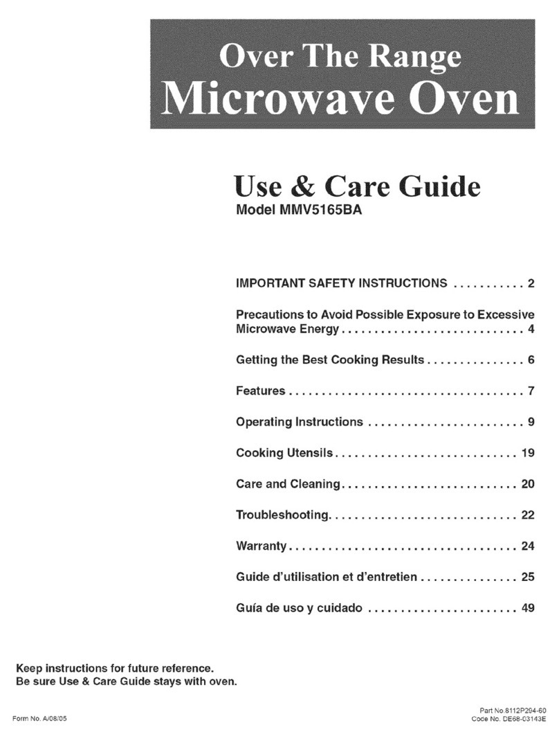 Maytag MMV5165BAW - 1.6 cu. Ft. Microwave User manual