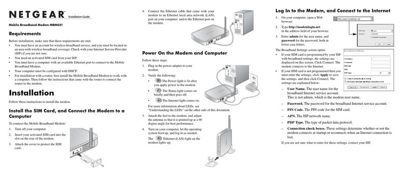 NETGEAR MBM621 - 3G HSDPA Ethernet Modem installation guide