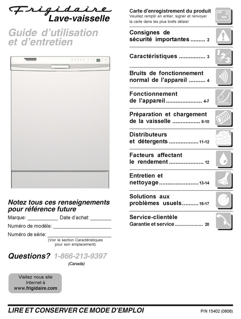 Frigidaire FDB2410HIB - Full Console Dishwasher Guide d’utilisation et d’entretien Frigidaire FDB2410HIB - Full Console Dishwasher Guide d’utilisation et d’entretien