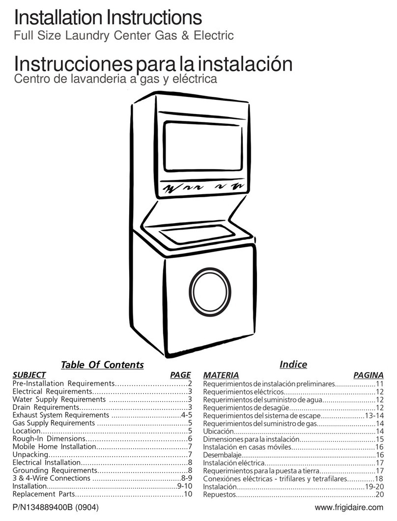 Frigidaire GLEH1642FS - 3.1 cu. Ft. Laundry Center User manual