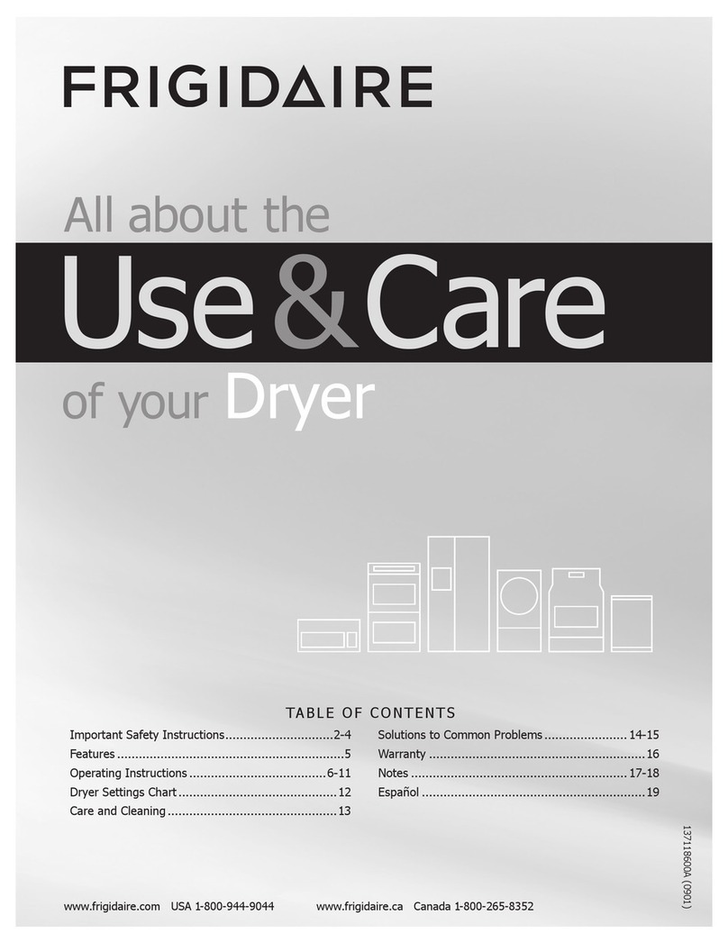 Frigidaire FAQE7077KB - 7.0 CF Chrome TRIM Drum 7... User manual