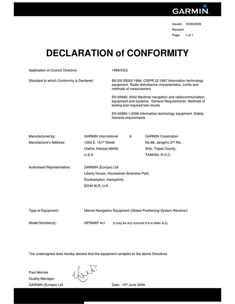 Garmin GPSMAP 421 Declaration of conformity