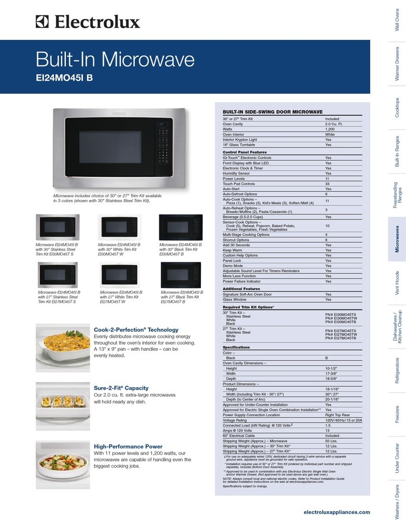 Electrolux EI24MO45IB - 2.0 cu. Ft. Microwave Product specifications