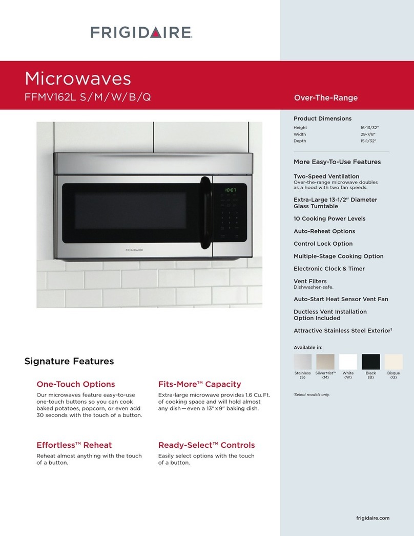 Frigidaire FFMV162L W Product specifications