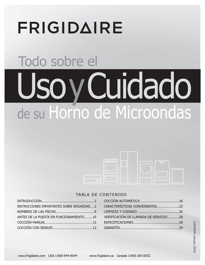 Frigidaire FGBM185KB - Microwave uso y cuidado Frigidaire FGBM185KB - Microwave uso y cuidado
