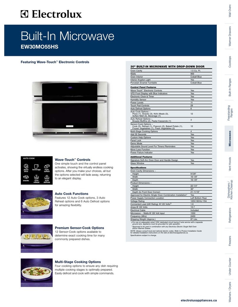 Electrolux EW30MO55HS - 30" Drop Down Door Microwave... Installation instructions