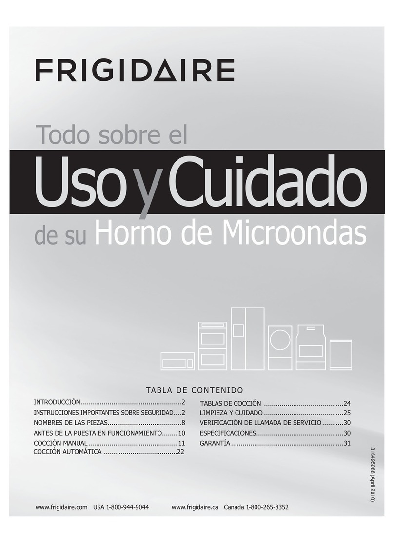 Frigidaire FFMV152CLB uso y cuidado