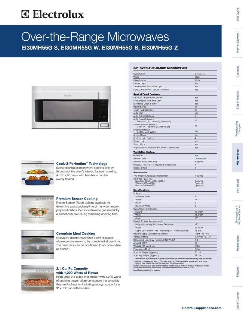 Electrolux EI30MH55GZ - 2.1 cu. ft. Microwave Oven User manual