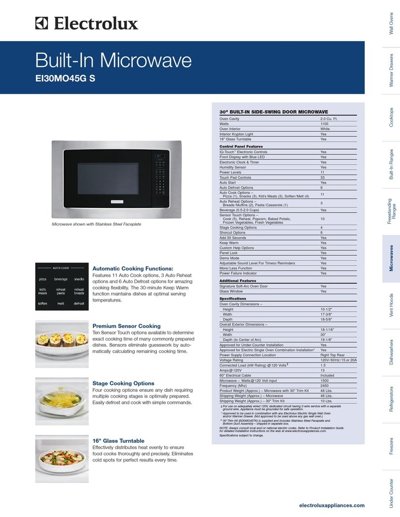 Electrolux EI30MO45GS - 30" Microwave User manual