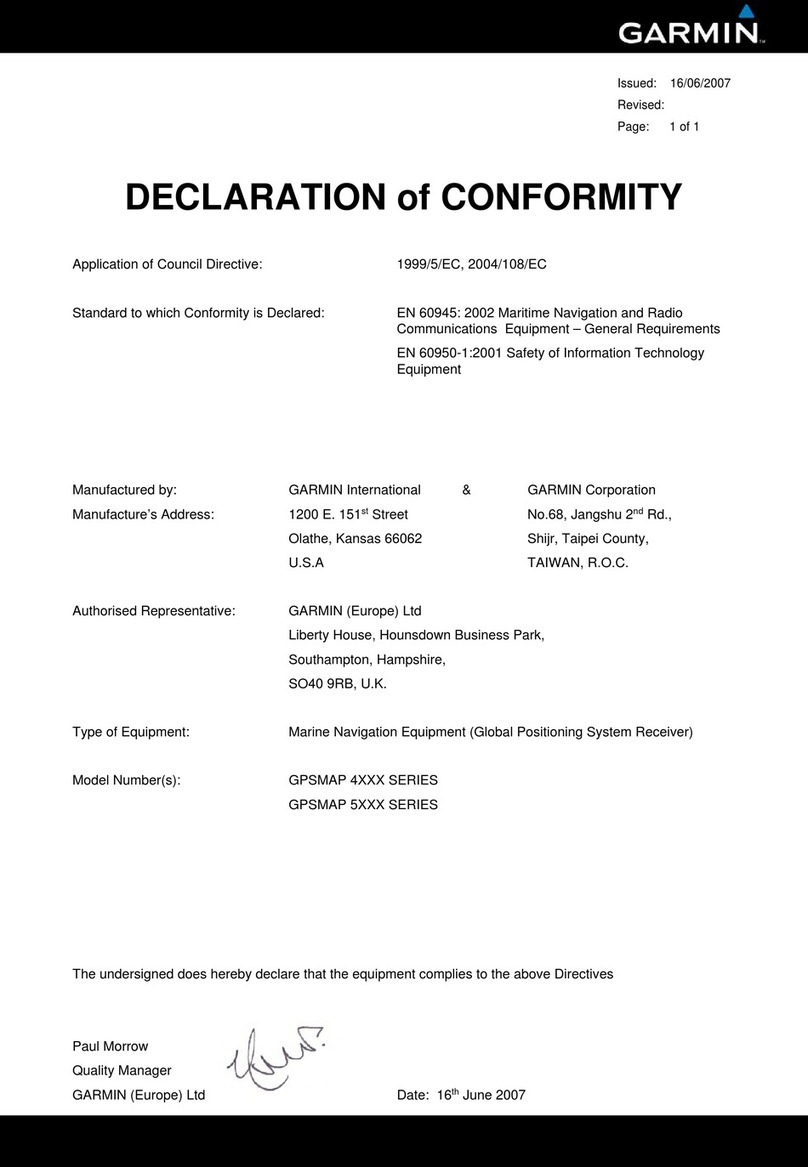 Garmin GPSMAP 4008 - Marine GPS Receiver Declaration of conformity