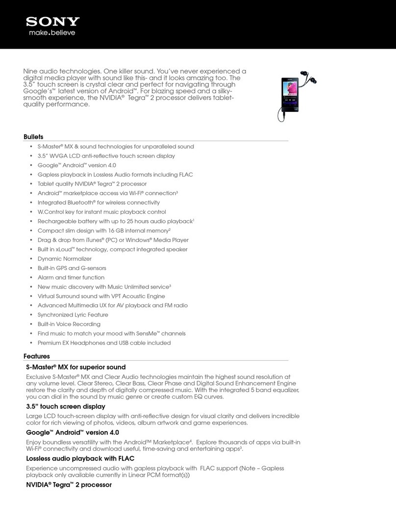 Sony Walkman NWZ-F805 User manual