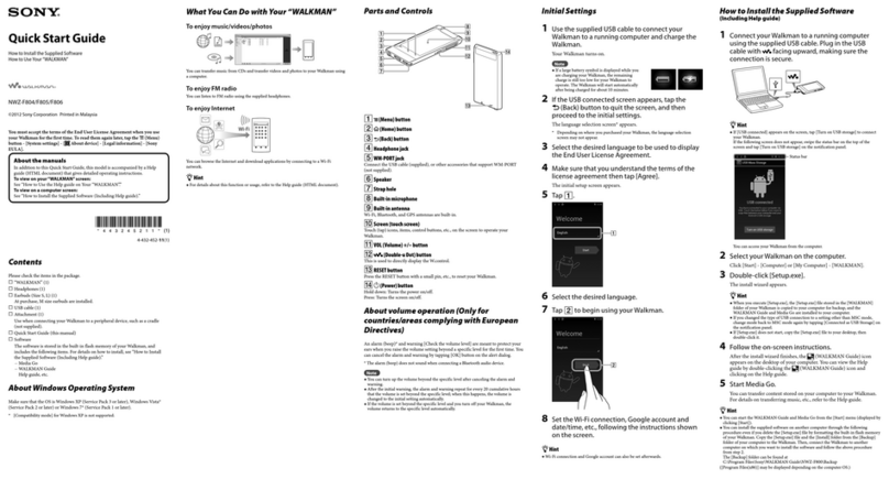 Sony Walkman NWZ-F805 User manual