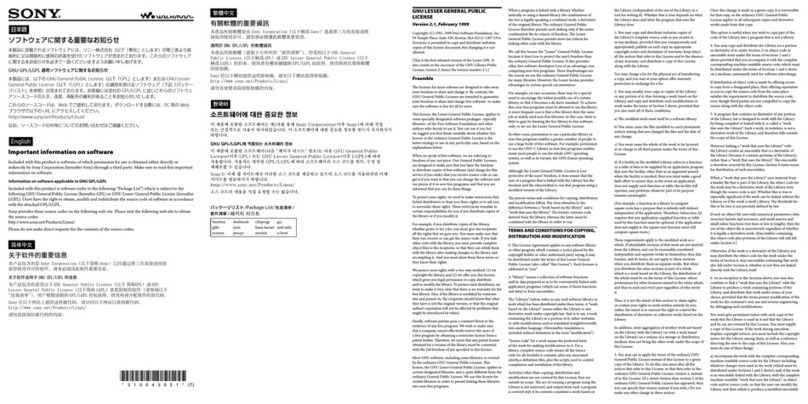 Sony NWZ-S615FRED - 2gb Digital Music Player Operating manual Sony NWZ-S615FRED - 2gb Digital Music Player Operating manual