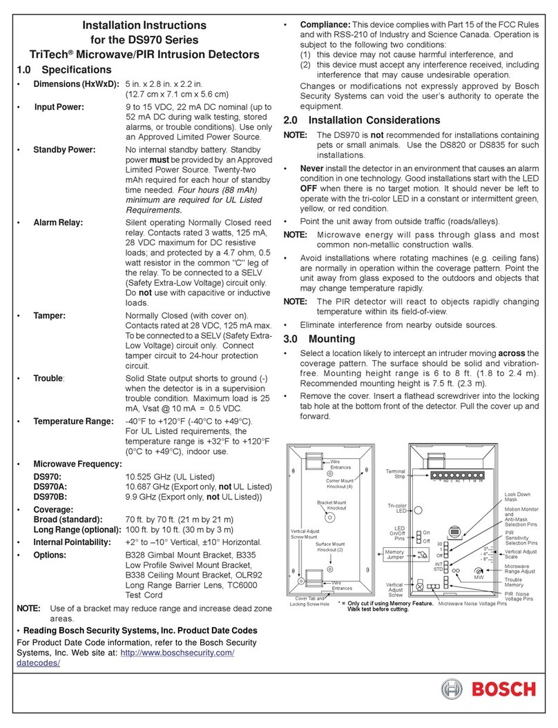 Bosch TriTech DS970 Series installation instructions