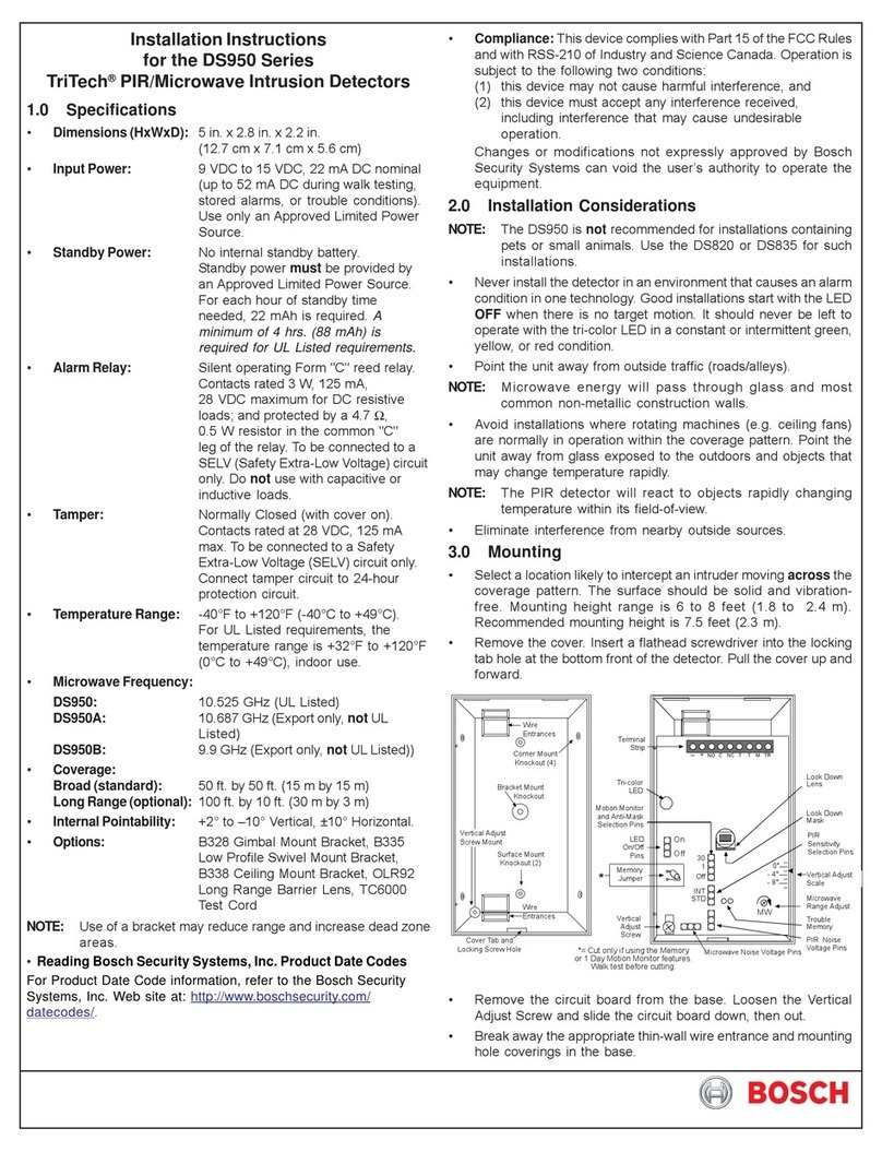 Bosch TriTech DS950 Series installation instructions