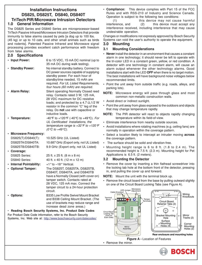 Bosch DS840 installation instructions