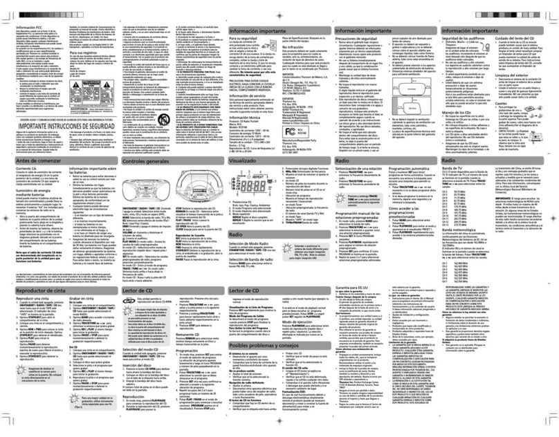 RCA RCD168 product manual