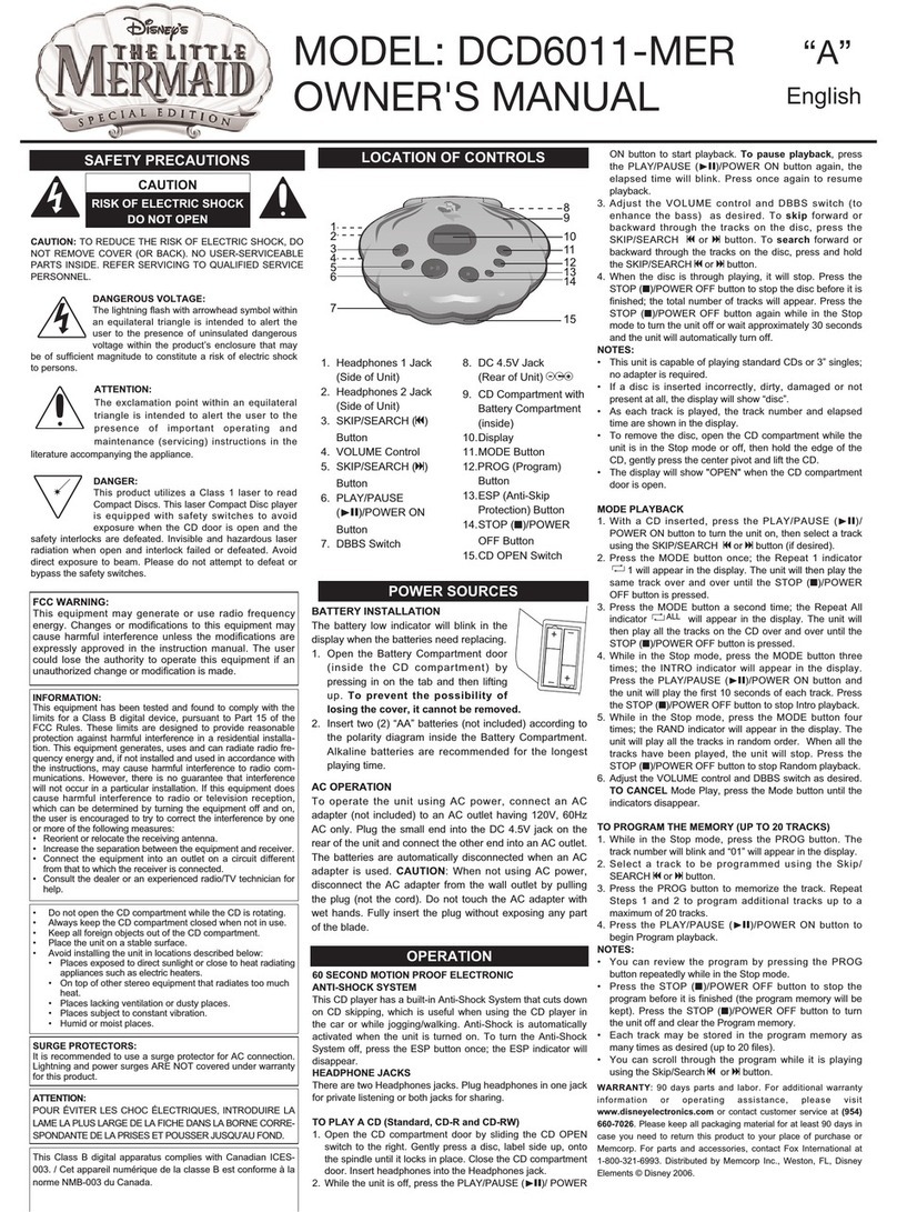 Memorex DCD6011-MEROM owner's manual