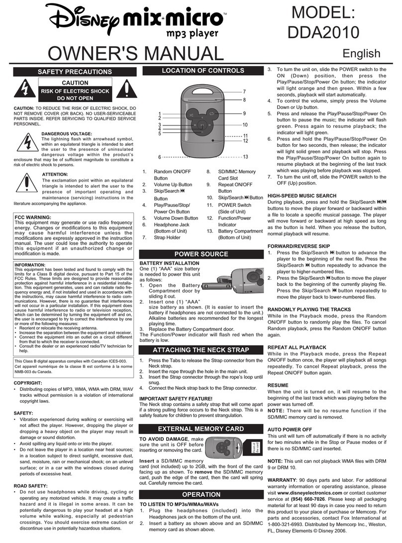 Disney DDA2010OM User manual