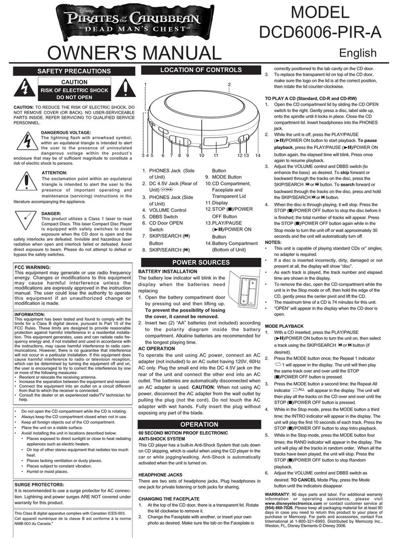 Memorex DCD6006-PIROM User manual