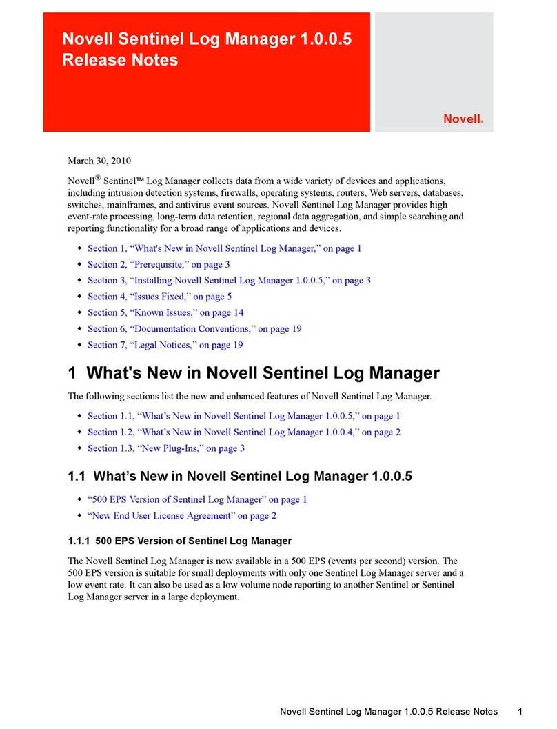 Novell SENTINEL LOG MANAGER 1.0.0.5 - S Instruction Manual