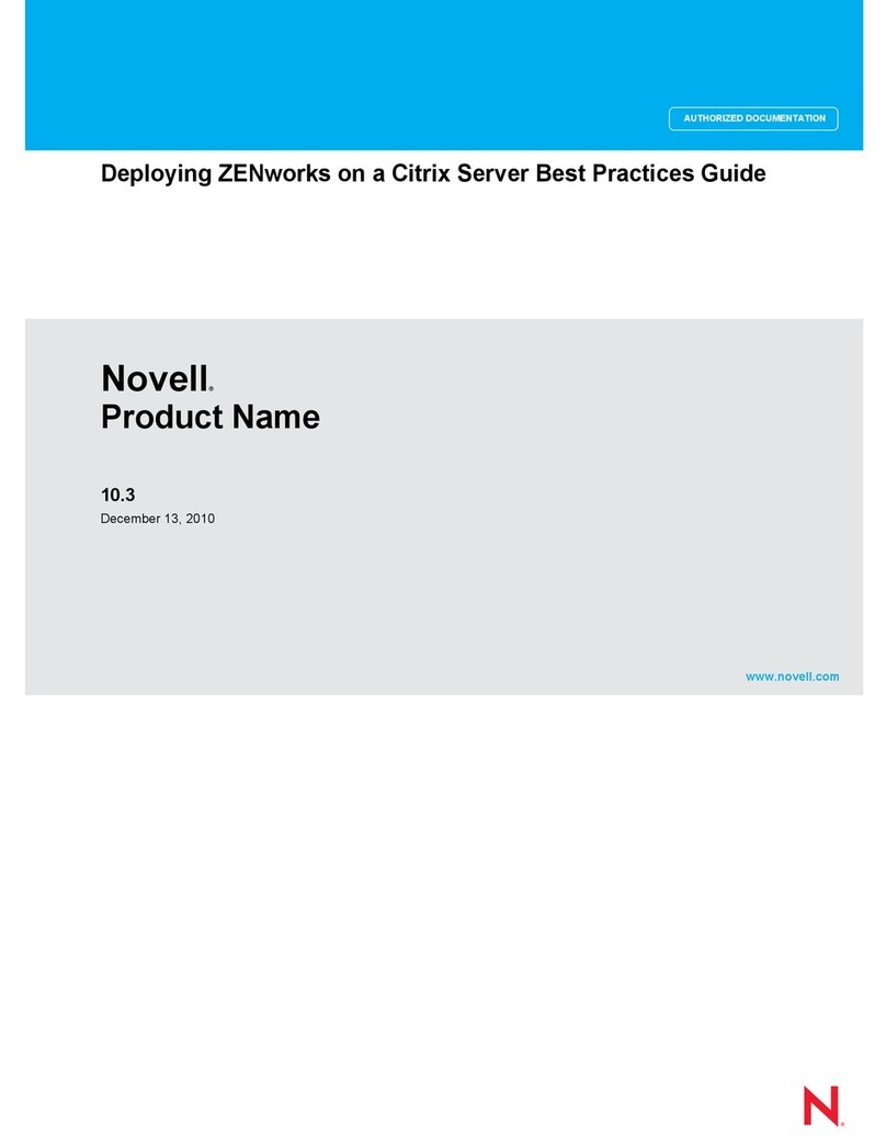 Novell PRODUCT NAME 10.3 - DEPLOYING ZENWORKS ON CITRIX SERVER BEST PRACTICES GUIDE... manual