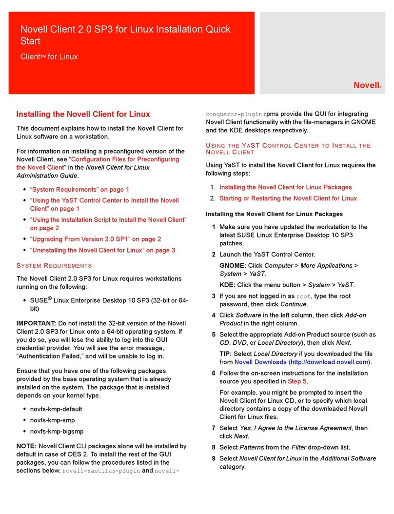 Novell CLIENT FOR LINUX 2.0 SP3 Instruction Manual