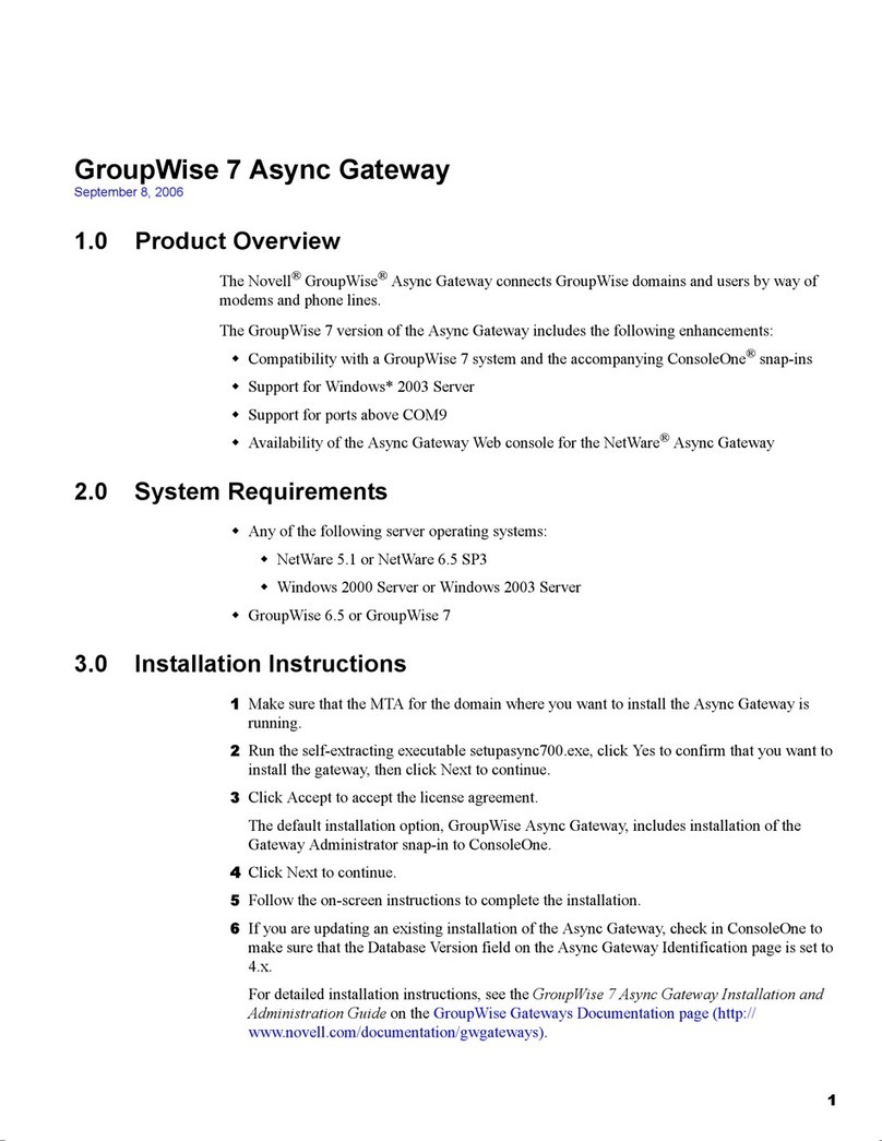 Novell GROUPWISE 7 ASYNC GATEWAY - INSTALLATION AND... installation instructions